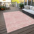 5' X 8' Pink And Ivory Geometric Washable Indoor Outdoor Area Rug - Pink, Ivory