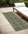 8' Runner Moss Green and Gray Oriental Washable Non Skid Indoor Outdoor Runner Rug - 606114954064