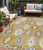 5' X 8' Gold Ivory And Taupe Southwestern Washable Indoor Outdoor Area Rug