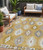 5' X 8' Gold Ivory And Taupe Southwestern Washable Indoor Outdoor Area Rug