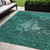 5' X 8' Teal Blue Aqua And Turquoise Abstract Washable Indoor Outdoor Area Rug