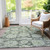 3' X 5' Artichoke Green And Olive Green Floral Washable Indoor Outdoor Area Rug