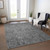5' X 8' Charcoal And Silver Floral Washable Indoor Outdoor Area Rug