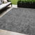5' X 8' Charcoal And Silver Floral Washable Indoor Outdoor Area Rug