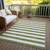5' X 8' Olive Green Striped Washable Non Skid Indoor Outdoor Area Rug - 608219207229