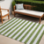 5' X 8' Olive Green Striped Washable Non Skid Indoor Outdoor Area Rug - 608219207229