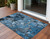 2' X 3' Blue and Gray Abstract Washable Indoor Outdoor Area Rug