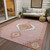 5' X 8' Pink Green And Ivory Oriental Washable Indoor Outdoor Area Rug