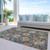 5' X 8' Navy Blue Terra Cotta And Beige Damask Washable Indoor Outdoor Area Rug