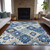 5' X 8' Blue Beige And Sky Blue Southwestern Washable Indoor Outdoor Area Rug