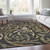 3' X 5' Black Taupe And Gold Floral Washable Indoor Outdoor Area Rug