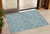 3' X 5' Teal Blue And Ivory Floral Washable Indoor Outdoor Area Rug Transitional Style - Teal Blue, Ivory Color
