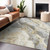 3' X 5' Gold And Silver Abstract Washable Indoor Outdoor Area Rug - Gold, Silver