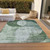 3' X 5' Mint Green And Fern Green Geometric Washable Indoor Outdoor Area Rug
