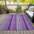 5' X 8' Purple Striped Washable Non Skid Indoor Outdoor Area Rug - Purple