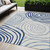 5' X 8' Ivory And Navy Blue Abstract Washable Indoor Outdoor Area Rug