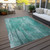 5' X 8' Teal Blue Aqua And Gray Striped Washable Indoor Outdoor Area Rug