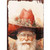 36" Red Green And White Solid Wood Christmas Cowboy Santa Porch Sign