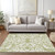 3' X 5' Sage And Ivory Damask Washable Indoor Outdoor Area Rug