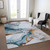3' X 5' Sky Blue And Copper Abstract Washable Indoor Outdoor Area Rug