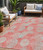 5' X 8' Salmon Ivory And Sky Blue Polka Dot Washable Indoor Outdoor Area Rug