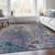 3' X 5' Teal Blue And Plum Abstract Washable Indoor Outdoor Area Rug