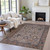 5' X 8' Brown And Beige Floral Washable Indoor Outdoor Area Rug - Brown, Beige