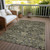 3' X 5' Charcoal And Beige Damask Washable Indoor Outdoor Area Rug