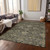 3' X 5' Charcoal And Beige Damask Washable Indoor Outdoor Area Rug