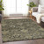 3' X 5' Charcoal And Beige Damask Washable Indoor Outdoor Area Rug