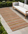 8' Beige And Orange Striped Washable Indoor Outdoor Runner Rug