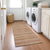 8' Beige And Orange Striped Washable Indoor Outdoor Runner Rug