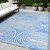 5' X 8' Blue and White Abstract Washable Non Skid Indoor Outdoor Area Rug - Blue, White