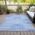 5' X 8' Blue and White Abstract Washable Non Skid Indoor Outdoor Area Rug - Blue, White