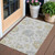 3' X 5' Silver Gray And Gold Floral Washable Indoor Outdoor Area Rug