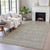 5' X 8' Khaki And Beige Striped Washable Indoor Outdoor Area Rug