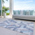 5' X 8' Denim Blue Geometric Washable Indoor Outdoor Area Rug