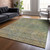 5' X 8' Green Gold And Charcoal Abstract Washable Indoor Outdoor Area Rug