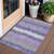 3' X 5' Purple And Gray Striped Washable Indoor Outdoor Area Rug