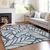 5' X 8' Navy Blue And Beige Floral Washable Indoor Outdoor Area Rug - Navy Blue, Beige