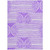 5' X 8' Purple And White Abstract Washable Indoor Outdoor Area Rug
