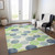 3' X 5' Navy Blue Lime Green And Ivory Geometric Washable Indoor Outdoor Area Rug