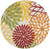 5' Red Yellow Green Orange And Ivory Round Floral Indoor Outdoor Area Rug