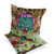 Set of Two 16" X 16" Green and Pink Blown Seam Floral Indoor Outdoor Throw Pillow Polyester Premium Quality