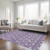 3' X 5' Purple And Ivory Geometric Washable Indoor Outdoor Area Rug Transitional Style - Purple, Ivory Color