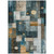 5' X 8' Teal Blue Gray And Gold Geometric Washable Indoor Outdoor Area Rug