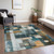 5' X 8' Teal Blue Gray And Gold Geometric Washable Indoor Outdoor Area Rug