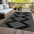 3' X 5' Black And Ivory Geometric Washable Indoor Outdoor Area Rug Transitional Style - Black, Ivory Color