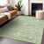 3' X 5' Artichoke Green And Ivory Damask Washable Indoor Outdoor Area Rug - Artichoke Green, Ivory