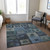 5' X 8' Blue Gray And Charcoal Geometric Washable Indoor Outdoor Area Rug